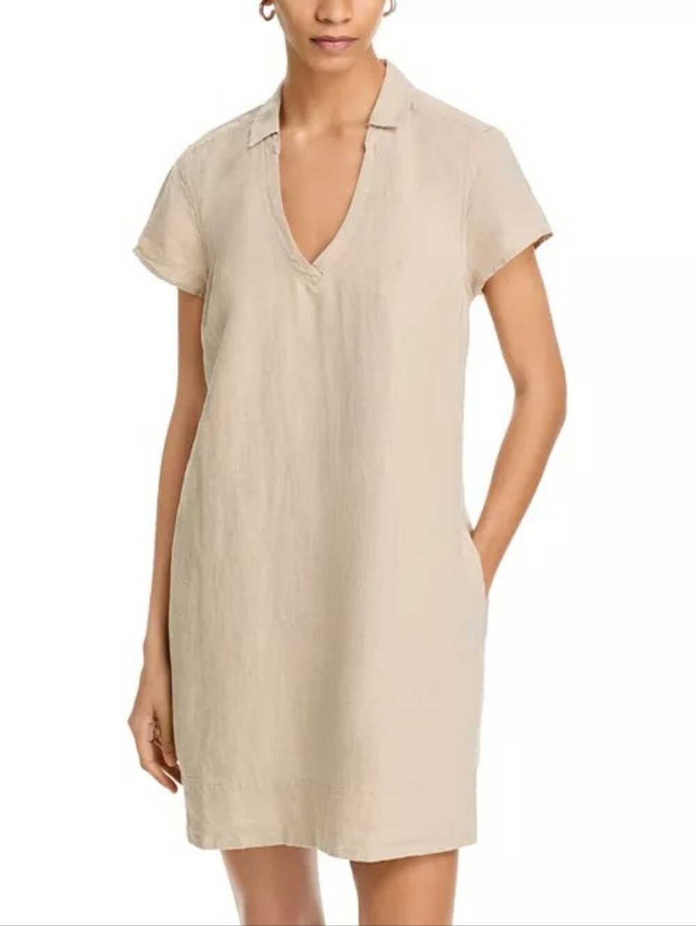 Tommy Bahama Beige Linen Two Palms Short Sleeve Collared Dress Size M